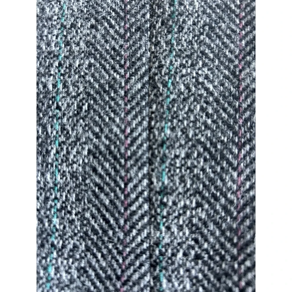 Men's Wool Sport Coat 44L Gray Herringbone 2 Button Gallery Haggar Office